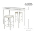 thumbnail image 3 of Linon Tifton Three Piece Wood & Faux Marble Tavern Set Backless Stools in White, 3 of 14