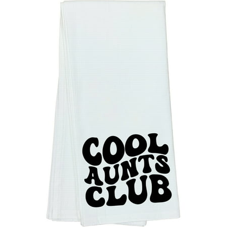 

Cool Aunts Club Group of Aunties Themed Groovy Retro Wavy Text Merch Gift Dish Towel 16 x 25 IN