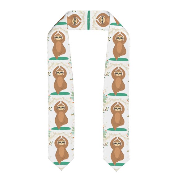 Fuzoiu Cute Sloth In Yoga Pose Tree Print Graduation Sash,Graduation Stole,Unisex Adult Graduation Stole Shawl 91" Long,for Academic Commencements Shawl-Flattened