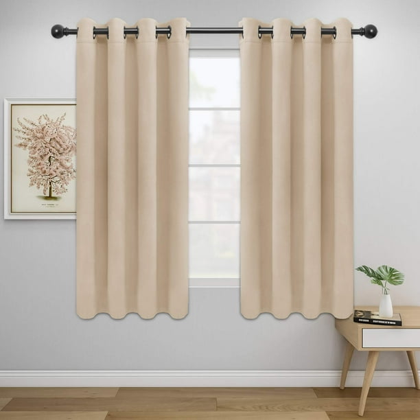 Cortina Easy-Going Blackout con aislamiento térmico, color beige, 132 x 160 cm