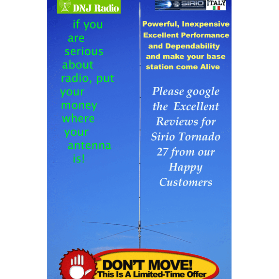 Sirio New Tornado 27 27 - 30 Mhz Tunable 3000 W Base Antenna