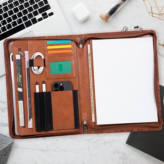 Fashionable Professional Organizer For Women - 3-Ring Binder Folder with Zipper Closure, Spacious Interior, Ideal for Business & School | Female Office Desk Accessories, Perfect Christmas  gift