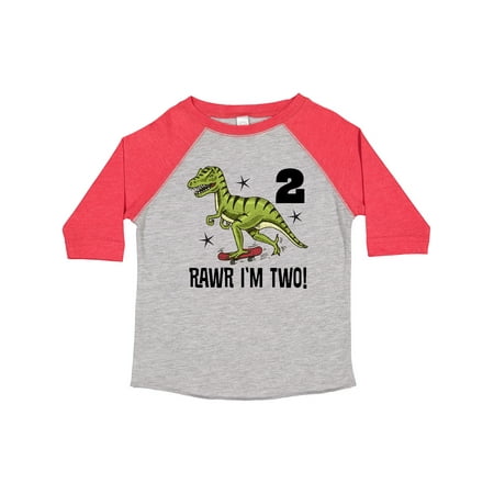 

Inktastic 2nd Birthday Dinosaur Skateboarding Gift Toddler Boy Girl T-Shirt