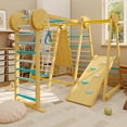 thumbnail image 2 of 7-in-1 Wooden Indoor Jungle Gym for Kids 2-8, Toddler Playground with Slide Climbing Wall Monkey Bars, Climbing Playset., 2 of 6
