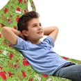 thumbnail image 1 of Christmas Lounger Chair Bag, Xmas Cartoon Style Pattern Snowman Trees Birds Hat Print, High Capacity Storage with Handle Container, Lounger Size, Apple Green Red, by Ambesonne, 1 of 5