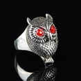 thumbnail image 5 of Alloy Owl Ring Unisex Simple Fashion Statement Piece With Owl Design Black Red Sapphire Jewelry For Daily Wear, 5 of 5