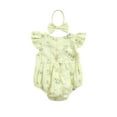 thumbnail image 3 of Bagilaanoe Newborn Baby Girl Rompers Floral Print Fly Sleeve Bodysuits + Headband 6M 12M 18M 24M Infant Casual One Piece Short Jumpsuit, 3 of 6