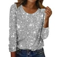 thumbnail image 7 of BLVB Sequin Tops for Women Sparkly Tunic Shirt Party Top Glitter Long Sleeve Crewneck Blouses Evening Club Outfits, 7 of 7
