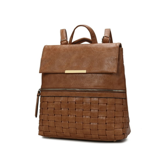 MKF Collection Alba Women Convertible Backpack Bag Vegan Leather Bookbag Purse Handbag Fashion Travel Daypack Bag by Mia K - Khaki Beige