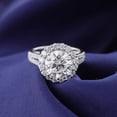 thumbnail image 3 of Oryn Jewelry 2 Ct Round Cut Moissanite Band - 14K White Gold Plated Ring - Elegant Halo Wedding Moissanite Jewelry for Women - Stunning Stackable Split Shank Moissanite Bands Clearance Deal, 3 of 6
