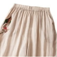 thumbnail image 6 of BiZtdJrK Cotton Linen Wide Leg Pants for Women Summer Loose Fit Palazzo Pants Casual Elastic Waist Pants Vintage Ethnic Embroidery Trousers with Pockets Prime Sales Beige L, 6 of 9