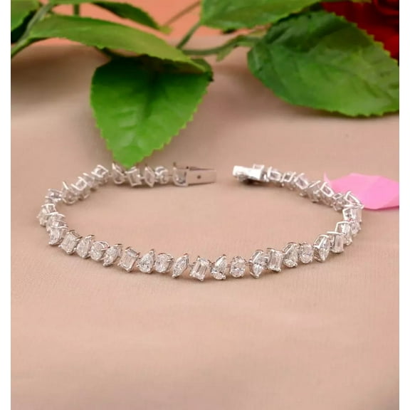 7.5Ct Lab Created Multi Shape Diamond Bracelet in 14k White Gold Plated