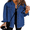 M Blue, variant on Chase Secret Women Denim Jacket Casual Long Boyfriend Distresse Jean Jacket Petite - Size L