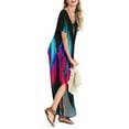 thumbnail image 5 of USSUMA Sun Dresses Women Summer Casual Short Sleeve Loose Pocket Long Slit Maxi Sundresses for Women Tie Dye Plus Size Dress for Women V Neck Graduation Dress, 5 of 6