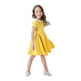 thumbnail image 5 of CAICJ98 Girls Short Sleeve Dress Casual Vintage Peter Pan Collar Swing Party Dress for Toddler Kids Girls (11-12 Years,Yellow), 5 of 8