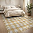 thumbnail image 3 of ODIKA 8'x10' Washable Area Rug Durable, Non-Slip Plaid Gingham Farmhouse Border Neutral Nirsery Nursey Checkered Refined for Living Room, Under Sectional, Family, 3 of 7