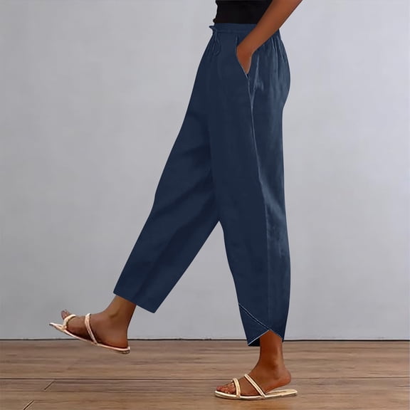 Women's Casual Summer Pants with Elastic Waist and Pockets