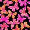 Creative Cuts Cotton 44" Wide Modern Butterfly Black & Pink Fabric, 2 Yd.