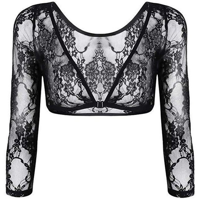 Cardigan Transparent Sans Coutures pour Femmes, en Dentelle, à Col en V, Gainant pour les Bras, Manches