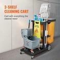 thumbnail image 2 of VEVOR Commercial Janitorial Janitor Cart 3-Shelf 200 lbs Janitorial Trolley Cleaning Cart with 25 Gallons PVC Bag and Cover for Housekeeping, 2 of 9