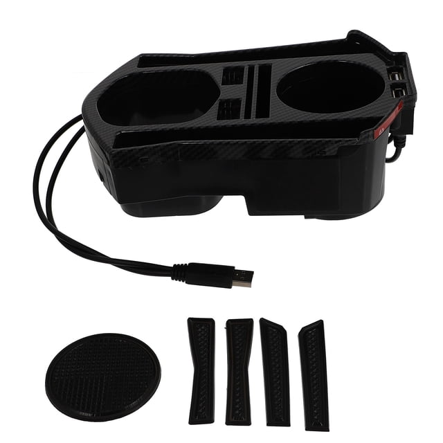 WEUVEB Center Console Organizer Para Con Puerto USB Y Compartimentos Para Bebidas Y Objetos