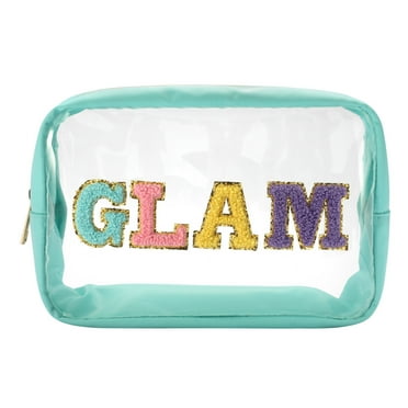 Walmart Glam Cosmetic Bag, Nylon & PVC, Teal Trim, Size 3.3" x 8.8" x 5.9"