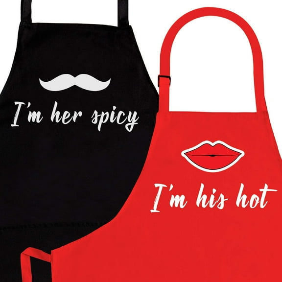 Dearhouse, Her Spicy and His Hot Apron Set, Couples Gift Set for Engagements, Weddings, Anniversaries and More, 2-Piece.