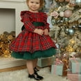 thumbnail image 2 of Fortune Robe de Noël pour Filles Tout-Petits à Carreaux Rouges avec Nœud Robes Fête de Noël Costume de Princesse, 2 of 9