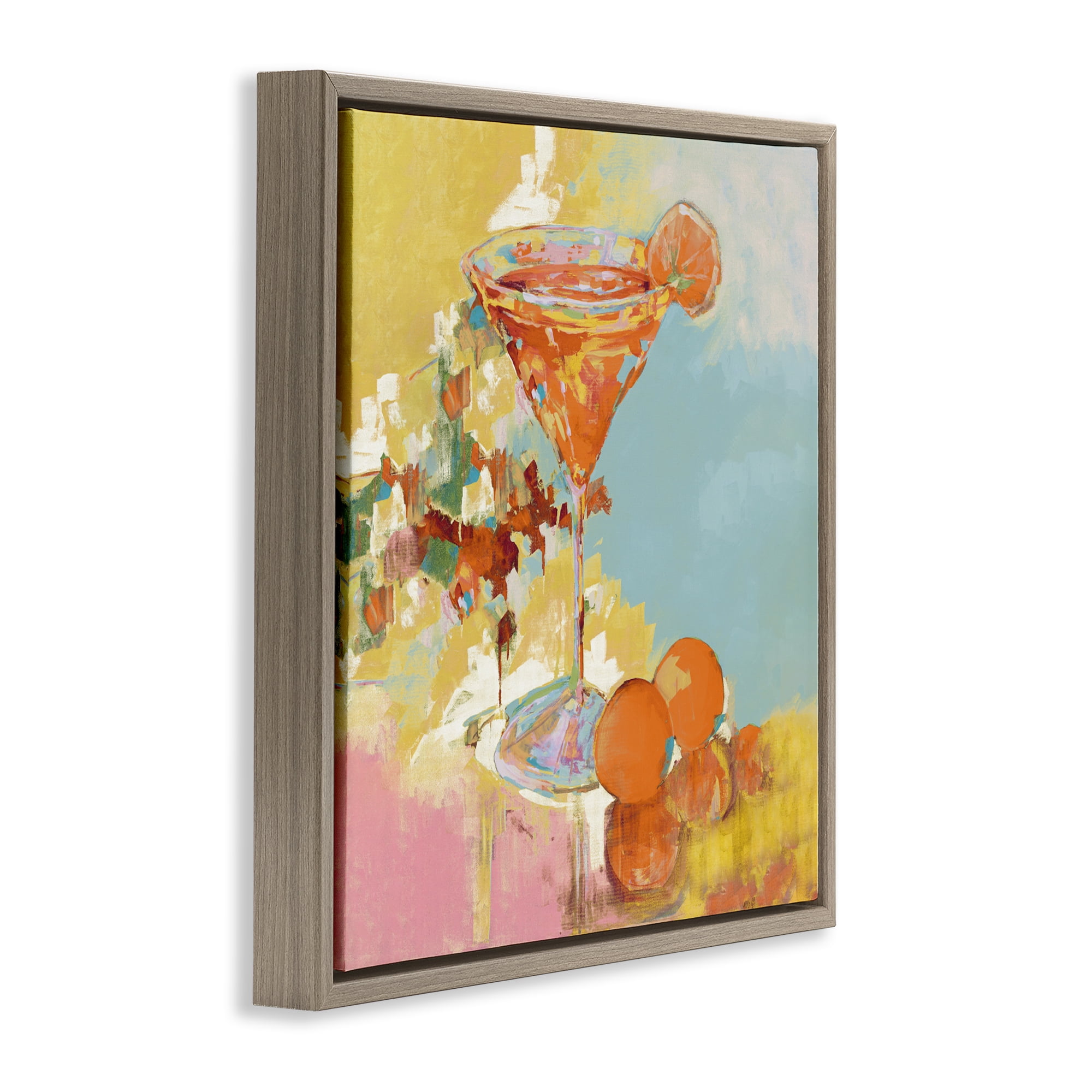 Stupell Industries Summer Citrus Martini Brown Framed Floater Canvas Wall Art, design by Jane Slivka