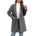 thumbnail image 3 of Women Herringbone Mid‑Length Wool Blend Coat Lapel Double Breasted Overcoat, 3 of 6