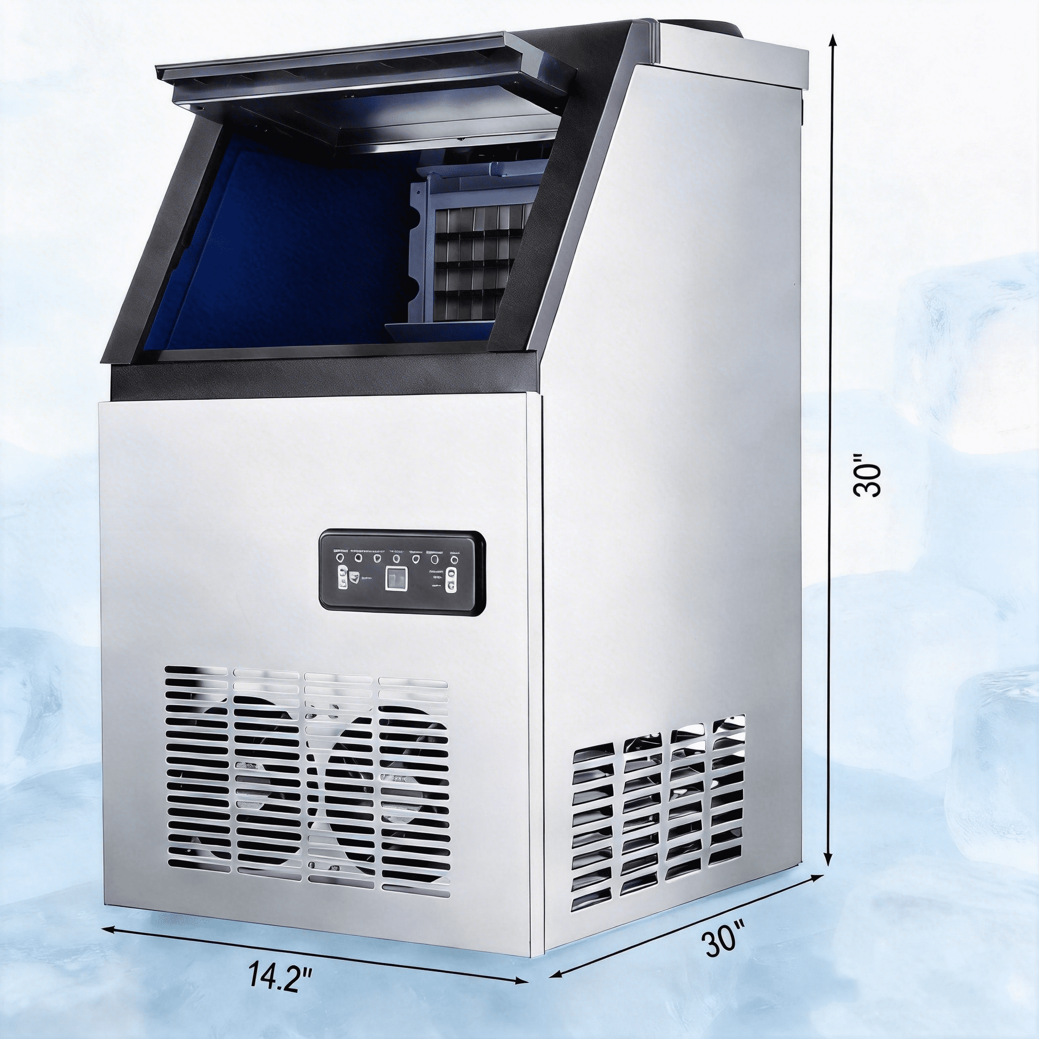 Yonopro Commercial Ice Maker Machine 110LBS/24H, Stainless Steel Ice Maker with 33LBS Bin and LCD Panel, Energy-Efficient Tap Water & Top Loading Under Counter ice Machine for Restaurant