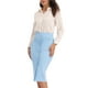 thumbnail image 4 of Falda lápiz ajustada de cintura alta para mujer INSPIRE CHIC, elástica, de longitud hasta la rodilla, faldas de oficina XL azul cielo, 4 of 6