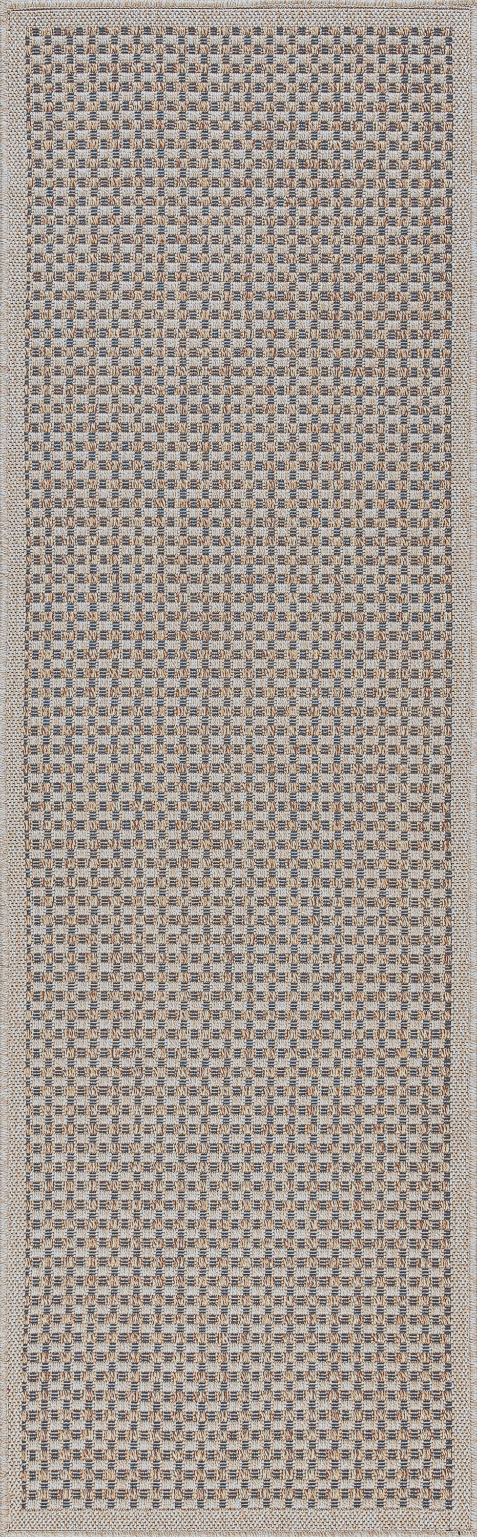 Bliss Rugs Basket WeaveIndoor Outdoor Rug Water Resistant Runner Rugs for Patio, Hallway, Entryway, Deck, Beige ,2' x 8'