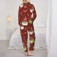 thumbnail image 5 of Junzan Coffee Cups Print Womens Pajama Sets,Long Sleeve Button Down For Women Pjs 2 Piece, 5 of 9