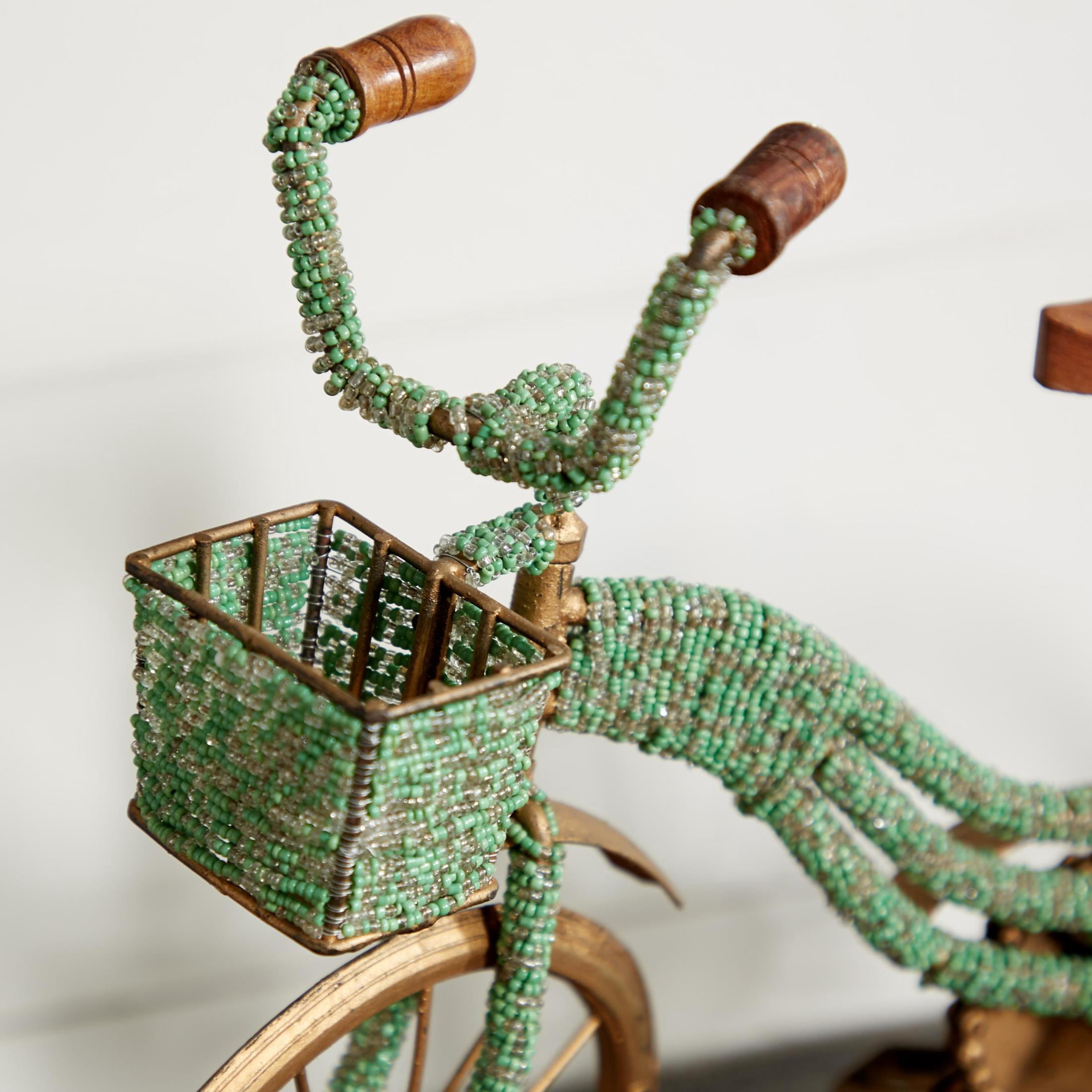 18" x 13" Green Metal Bike Sculpture, by DecMode