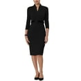 thumbnail image 2 of MODA NOVA Juniors Sheath Dress Zipper Collar Pencil Wear-to-Work Dress, 2 of 5