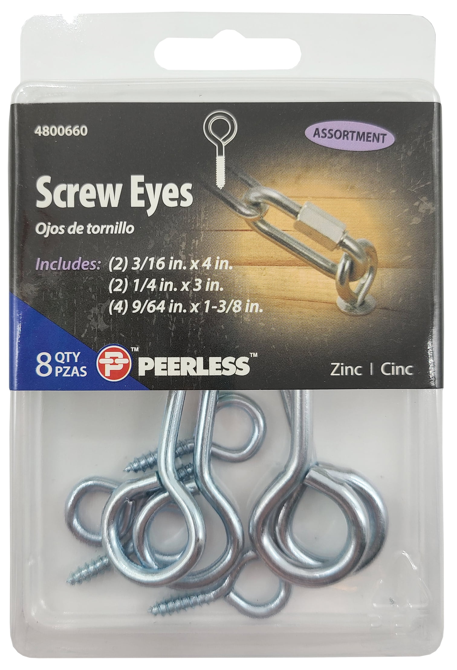 Screw eye 1,15/16" - nickle plated steel pack of 4 50 mm 