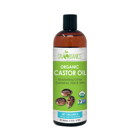 USDA Organic Castor Oil By Sky Organics 16oz: Unrefined, 100% Pure, Hexane-Free Castor Oil - Moisturizing & Healing, For Dry Skin, Hair Growth - For Skin, Hair Care, Eyelashes - Caster Oil (1