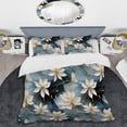 thumbnail image 2 of Designart "Serenity Of White And Teal Marble Blooms" Marble Bedding Covert Set - Glam Bed Set With 1 Sham, 2 of 5
