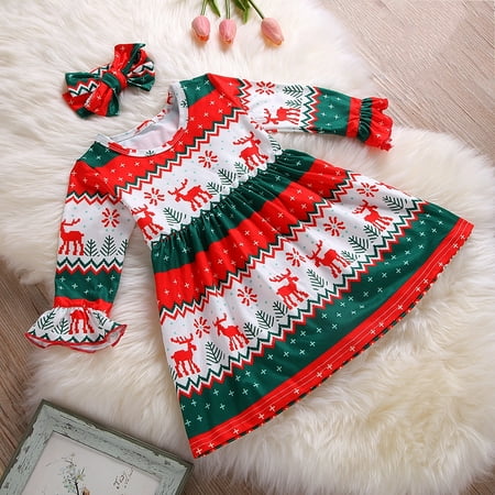 

Toddler Baby Kids Girls Princess Party Dress+Headband Christmas Clothes