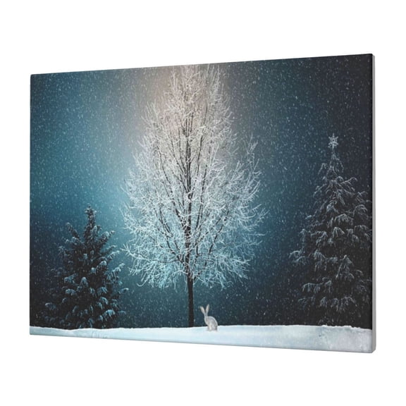 Logiee Winter Rabbit Print Canvas Wall Art,Canvas Picture Prints with Frame, Wall Art Decorative,Canvas Decorative,Suitable for Living Room Bedroom Office Room 30x40
