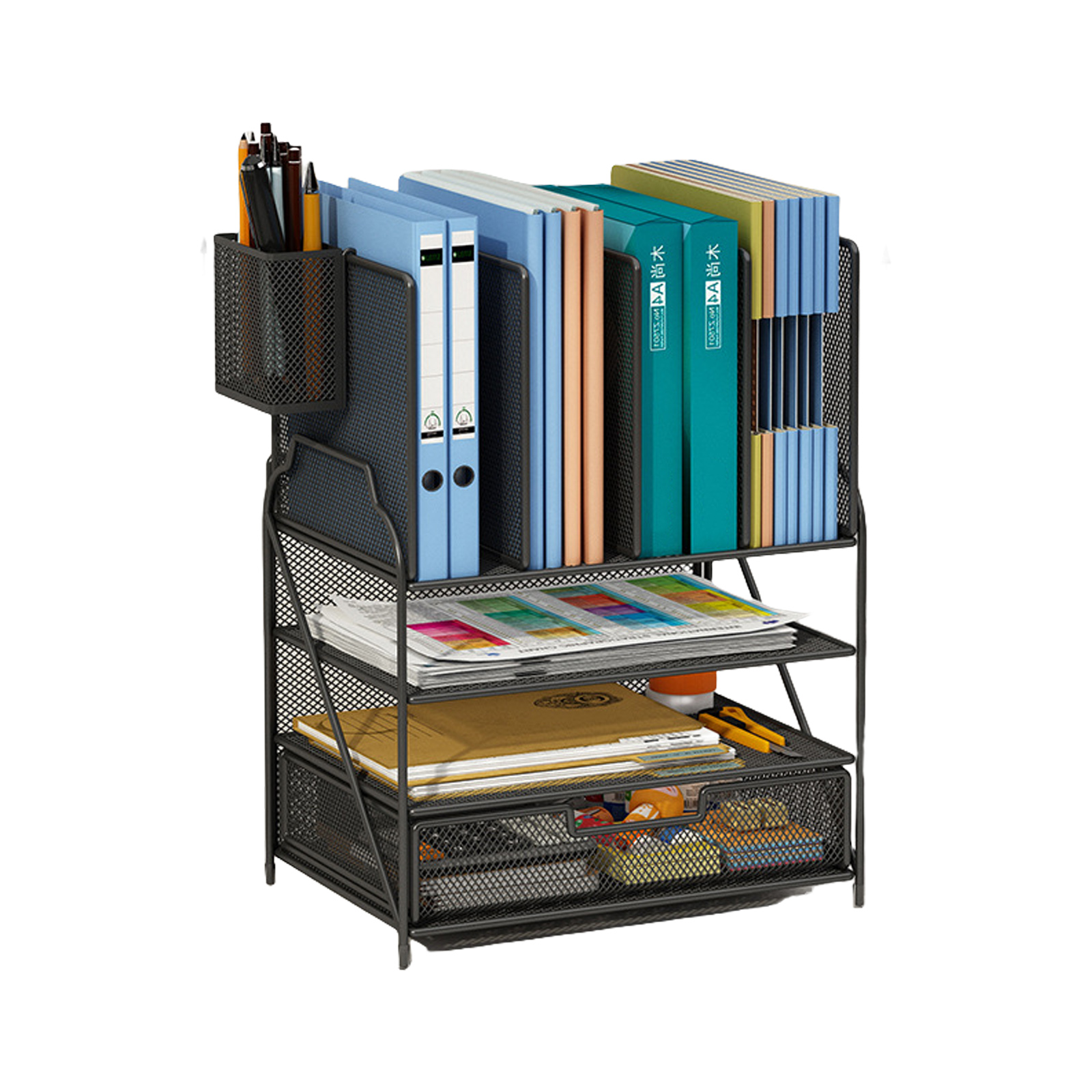 Large Capacity Desk Organiser Pen Holders Paper Letter Tray with File Holders Desk Accessories for Office
