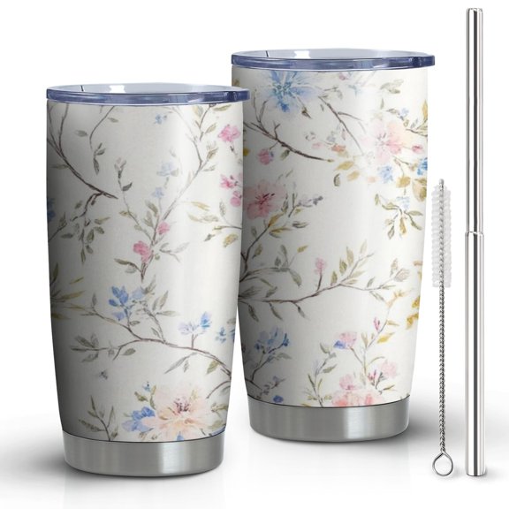 20 Oz Pioneer Flower Coffee Tumbler Double Wall Insulated Stainless Steel Water Bottle | Metal Reusable Thermoses Flask with Cup Cap | Leak & Sweat Proof with Anti-Dust Lid