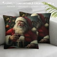 thumbnail image 3 of Orinice Santa Claus Christmas Tree Graphic Decorative Cushion Throw Pillow Cover for Home Couch Living Room Bed Sofa, Winter Aesthetic Pillowcase 1PC 12x12in, 3 of 5