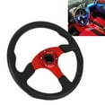 thumbnail image 1 of Car Steering Wheel, 14in Universal Racing Steering Wheel PU Leather Aluminum, 6 Bolts Universal Steering Wheel with Horn Button for Car for 6 Holes Hub Adapter, Easy Installation, 1 of 7