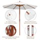 thumbnail image 5 of Yescom 9ft Solid Wood Outdoor Patio Umbrella with Base Included Parasol Wheels Stand for Bistro Market Garden Deck Yard Poolside White, 5 of 9