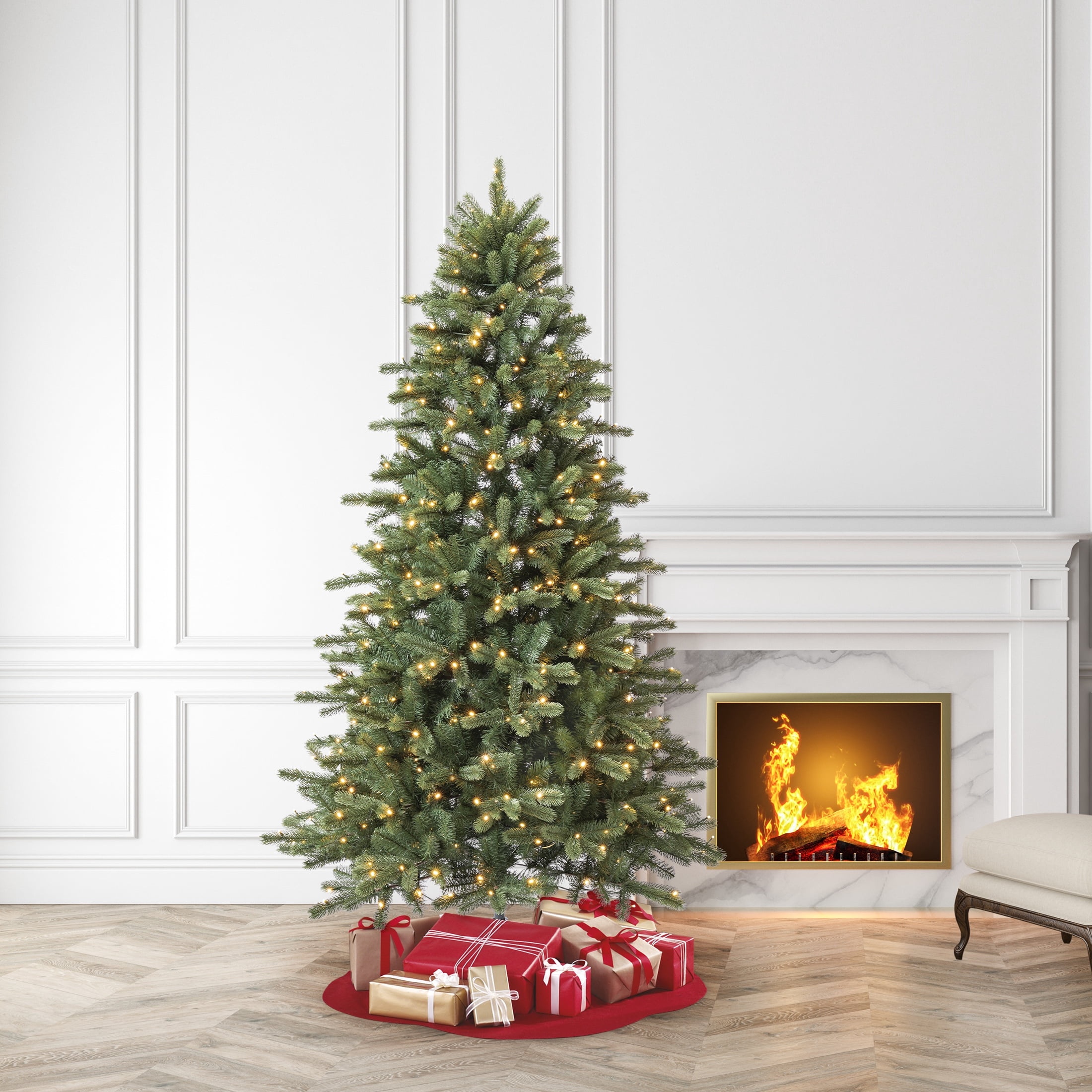 Holiday Time 7.5' Pre-Lit Birchwood Fir Christmas Tree, 500 LED Lights photo 2