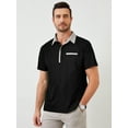 thumbnail image 6 of Demotime Men's Polo Shirts Casual Button-Down Shirts Short Sleeve Polo Shirts Black S Contrast Turndown Collar T Shirts Golf Solid Classic Stylish Tops, 6 of 7