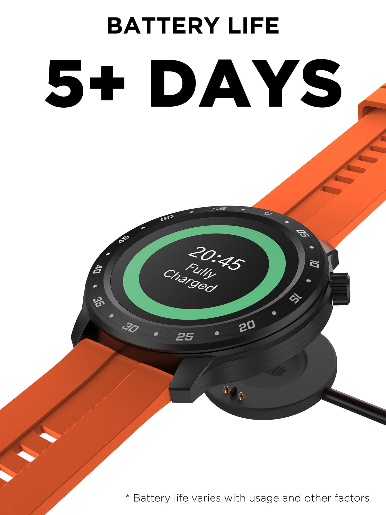 iTech Bold 3 Unisex Adult Smart Watch, Orange, Silicone Strap