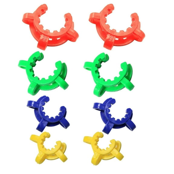 8pcs Plastic Joint Clips 4 Sizes (14mm 19mm 24mm 29mm) Lab Keck Clamp #14#19#24#29 Keck Clips Laboratory Clamp, Ground Clip 4 Mixed Color